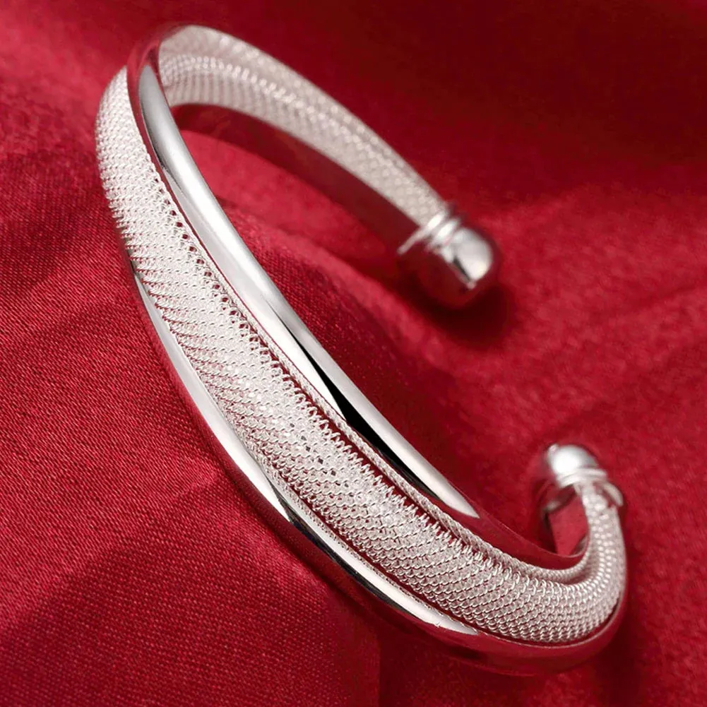 925 Sterling Silver Big Bangles Bracelet Cute Charms for Women Lady Fashion Jewelry Adjustment Cuff Wedding Luxury