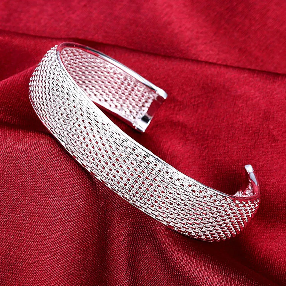 925 Sterling Silver Big Bangles Bracelet Cute Charms for Women Lady Fashion Jewelry Adjustment Cuff Wedding Luxury