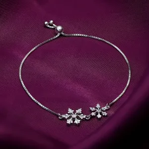 925 Sterling Silver Frozen White Snowflake Pendant Bracelet