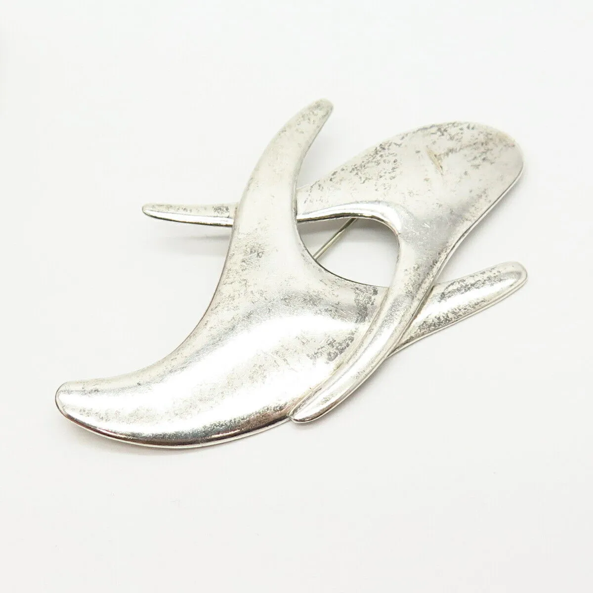 925 Sterling Silver Vintage Abstract Design Pin Brooch