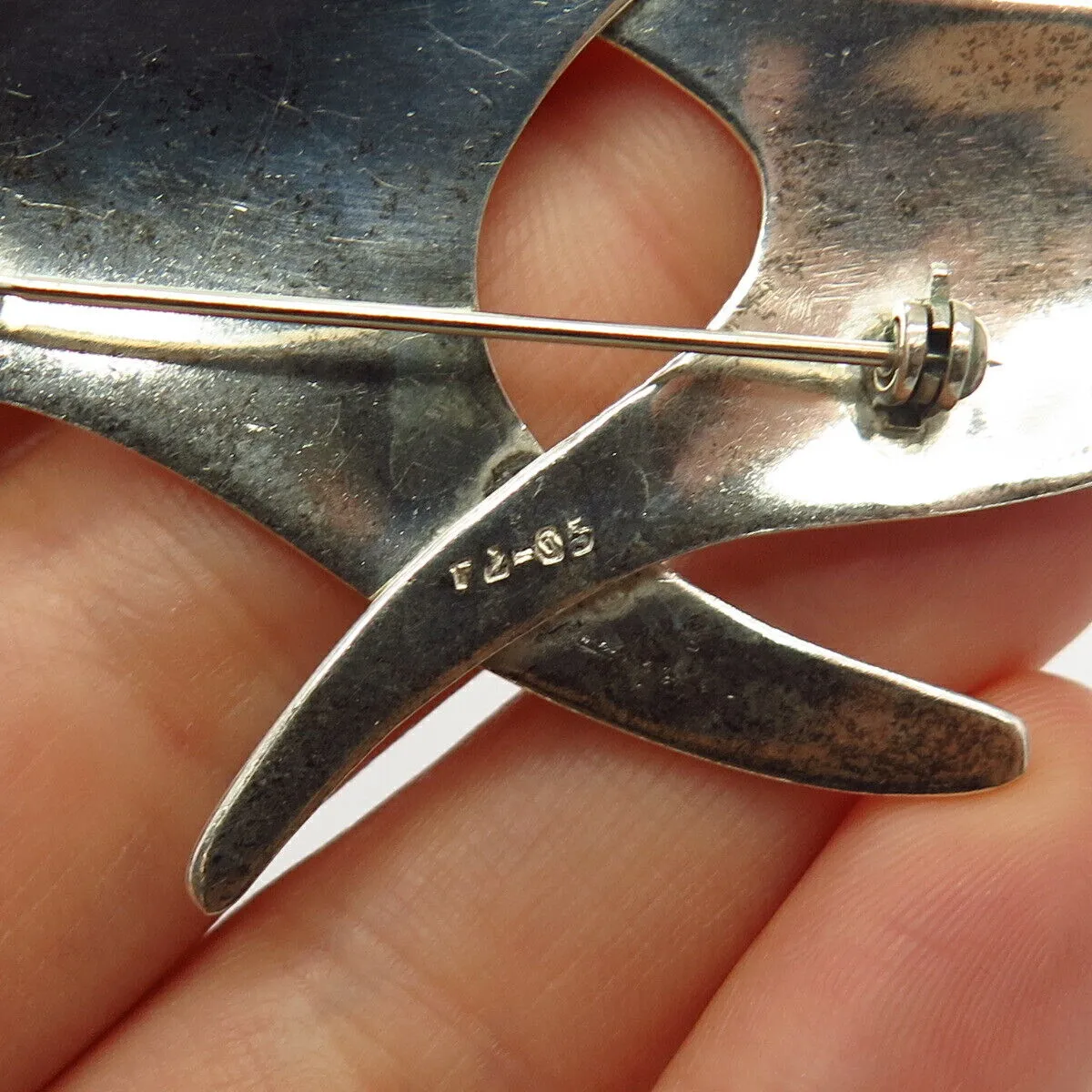 925 Sterling Silver Vintage Abstract Design Pin Brooch