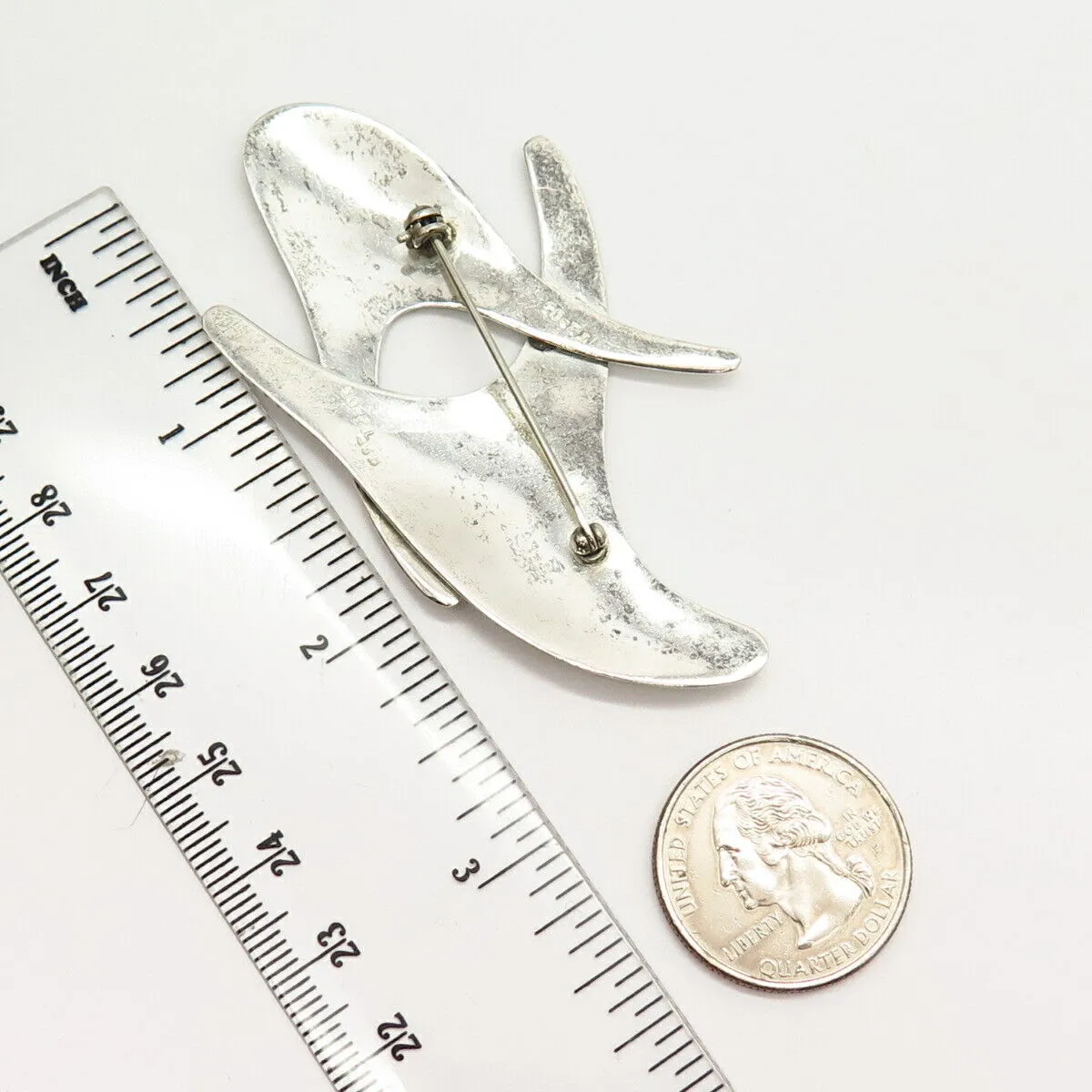 925 Sterling Silver Vintage Abstract Design Pin Brooch