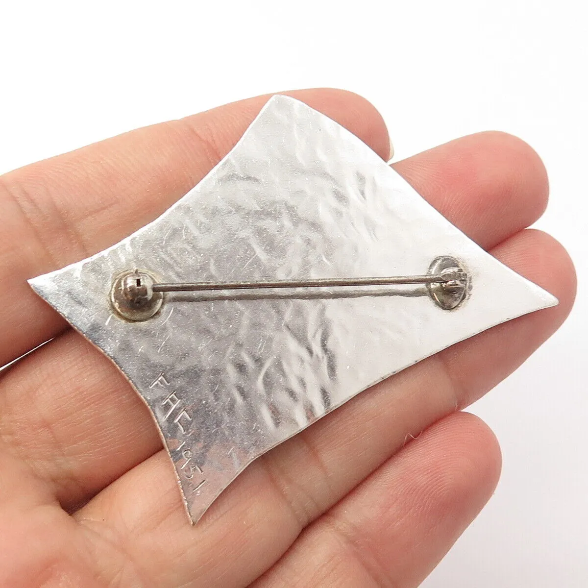 925 Sterling Silver Vintage FAC 1951 Abstract Pin Brooch