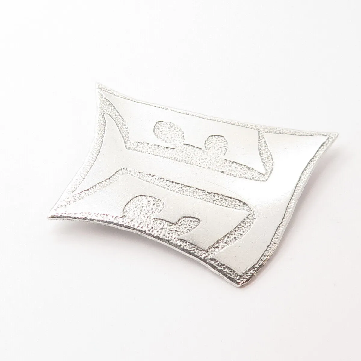 925 Sterling Silver Vintage FAC 1951 Abstract Pin Brooch