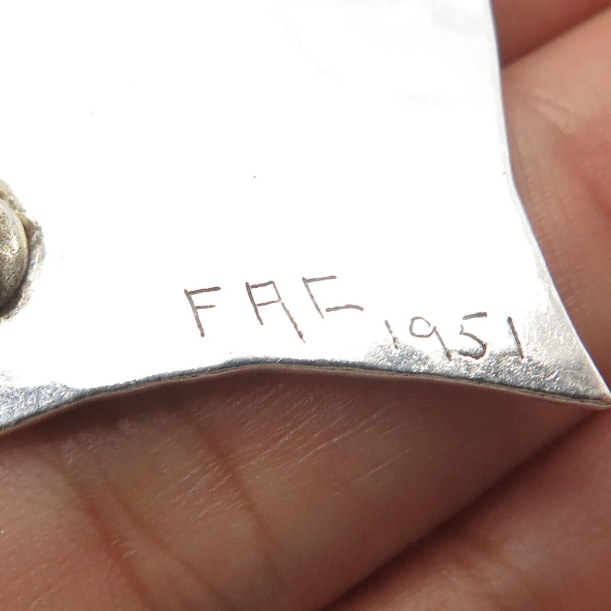 925 Sterling Silver Vintage FAC 1951 Abstract Pin Brooch