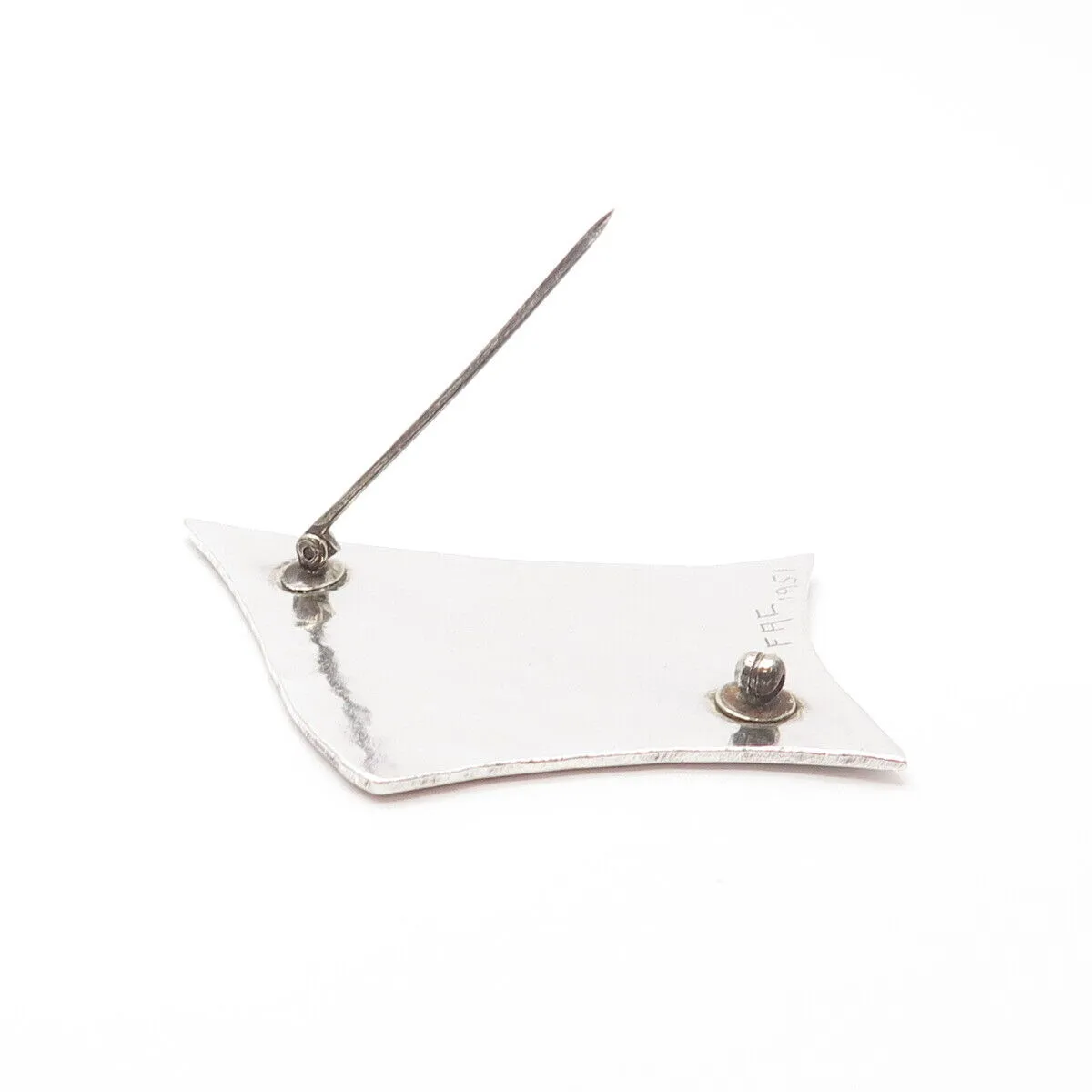 925 Sterling Silver Vintage FAC 1951 Abstract Pin Brooch