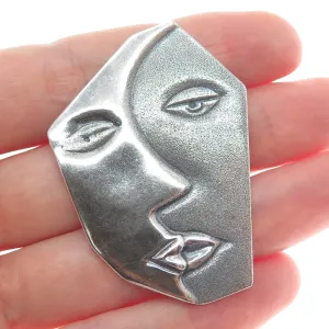 925 Sterling Silver Vintage Mexico Abstract Man & Woman Oxidized Pin Brooch