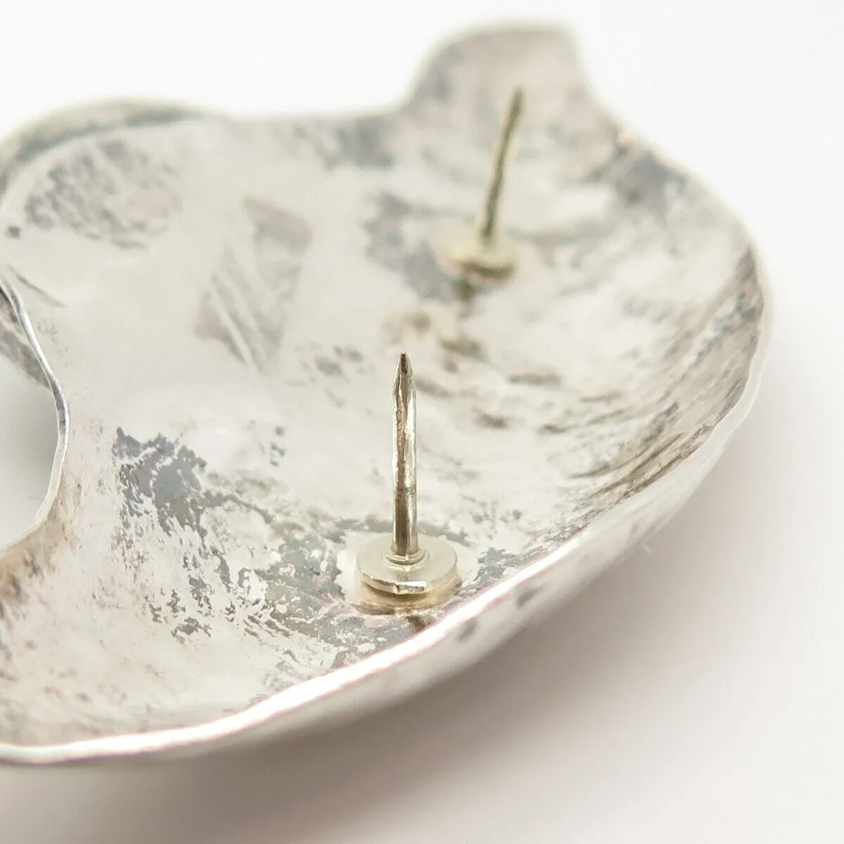 925 Sterling Silver Vintage Real Fossil Abstract Pin Brooch