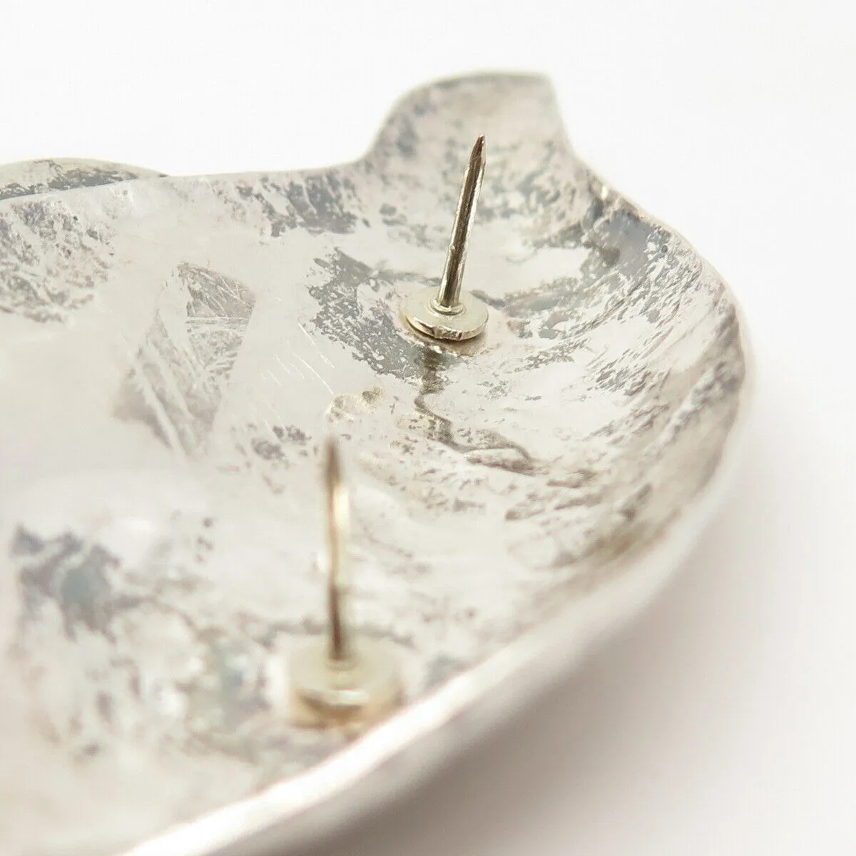 925 Sterling Silver Vintage Real Fossil Abstract Pin Brooch