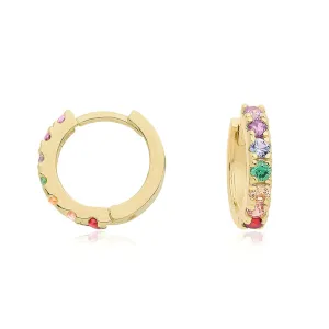 9ct Gold Rainbow Micro Hoop Earrings