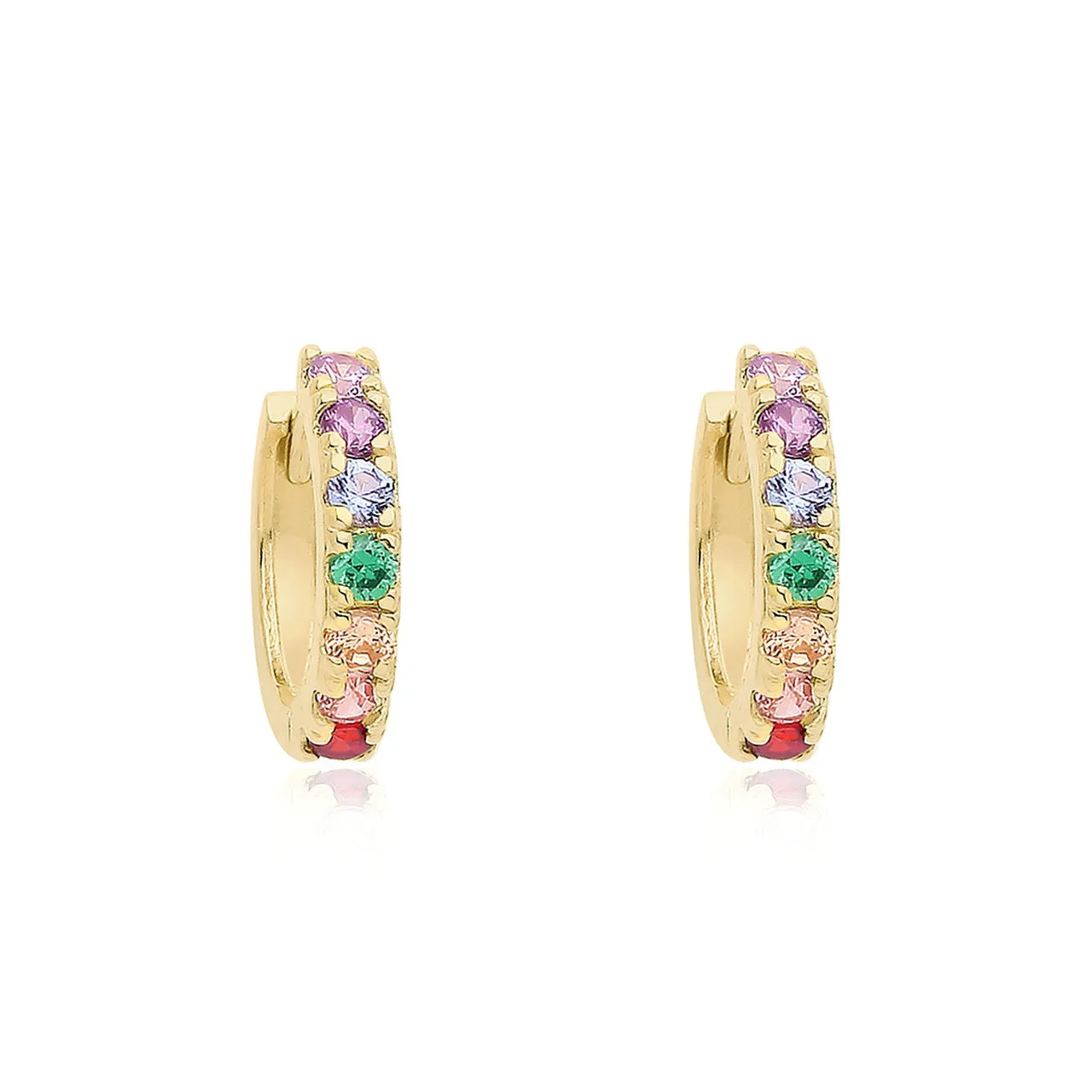 9ct Gold Rainbow Micro Hoop Earrings