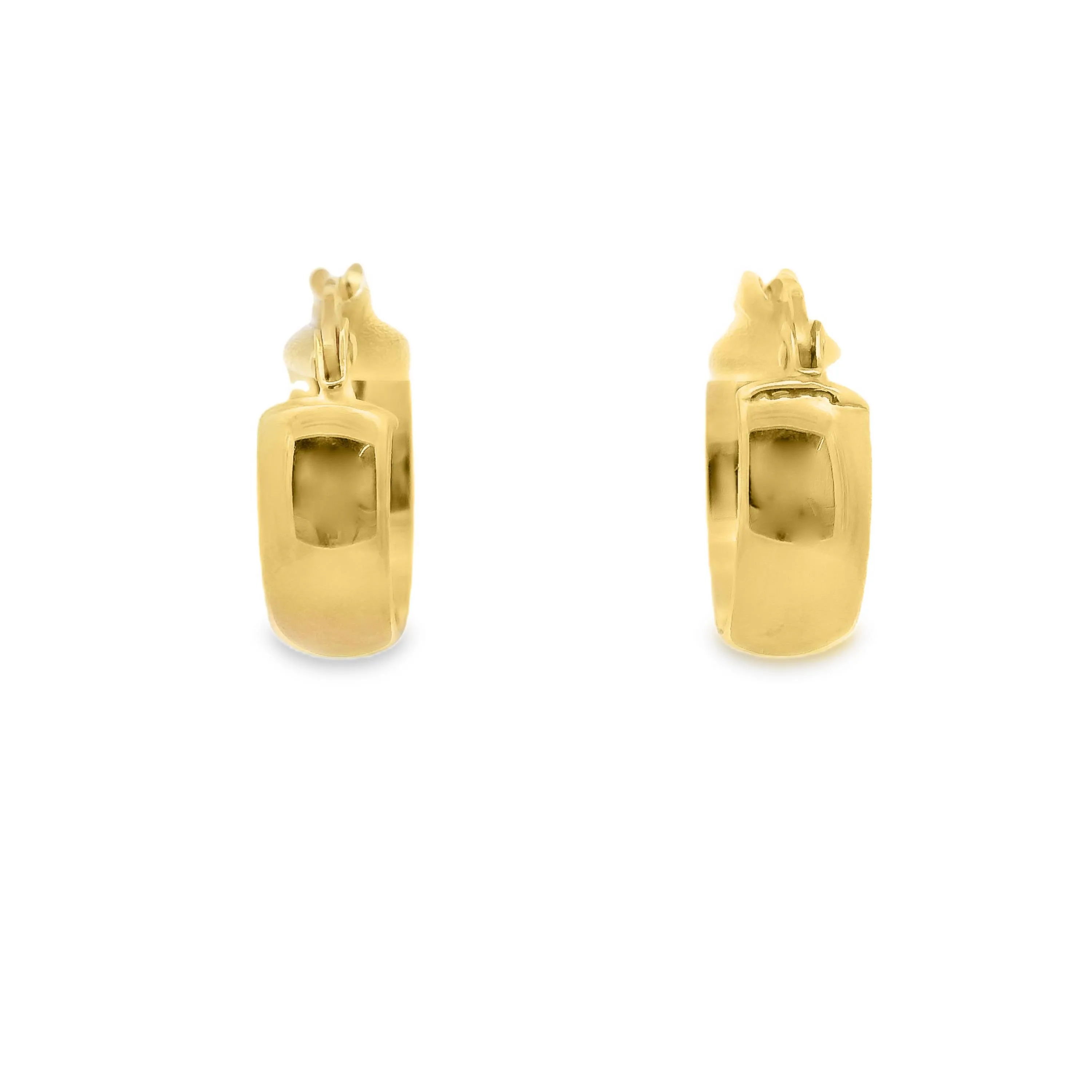 9ct Yellow Gold Italian Hoop Earrings 10mm