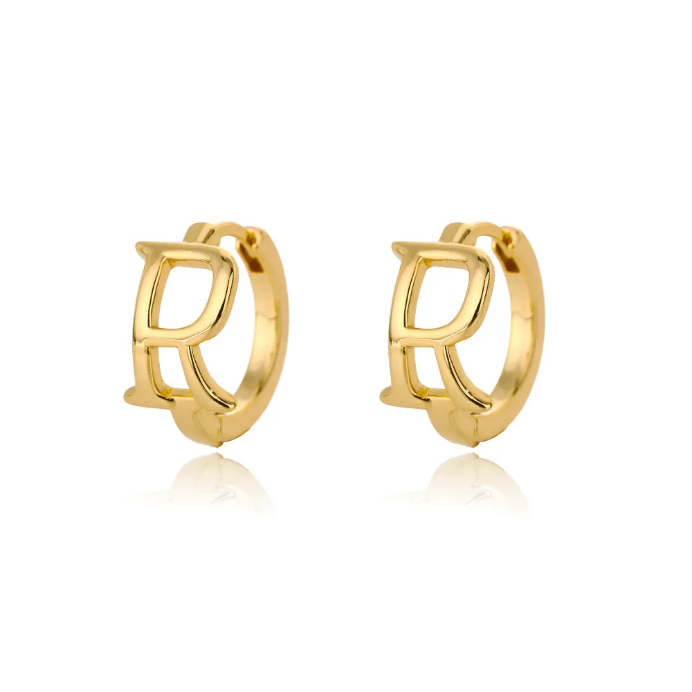 A-Z Small Personalized Letter Gold Hoop Earrings