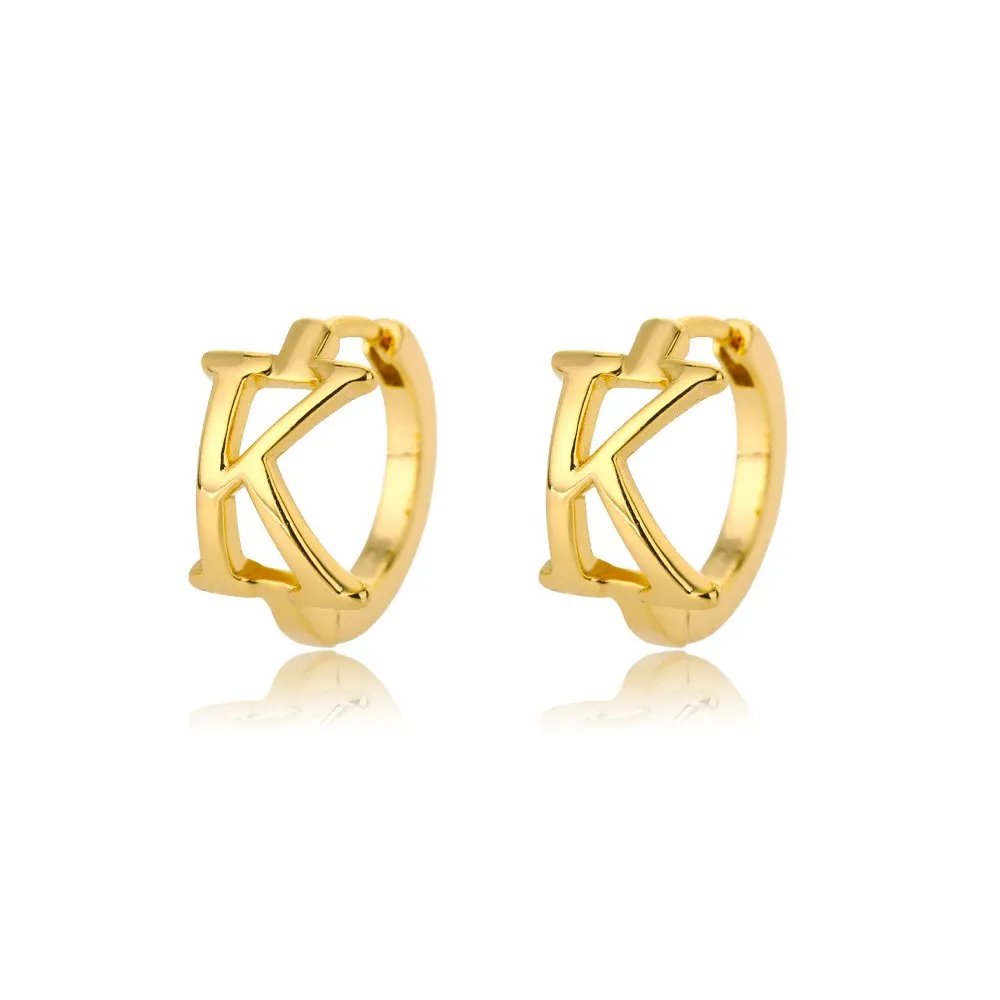 A-Z Small Personalized Letter Gold Hoop Earrings