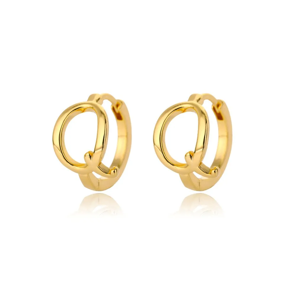A-Z Small Personalized Letter Gold Hoop Earrings