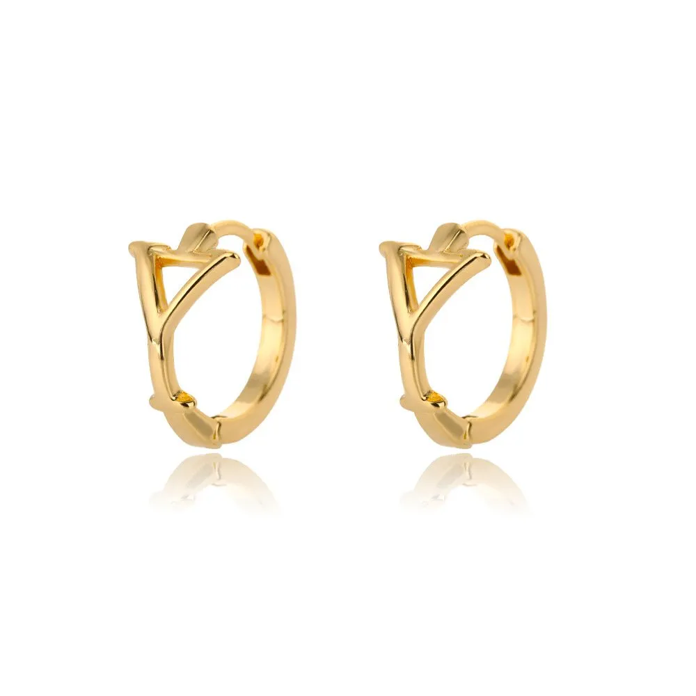 A-Z Small Personalized Letter Gold Hoop Earrings