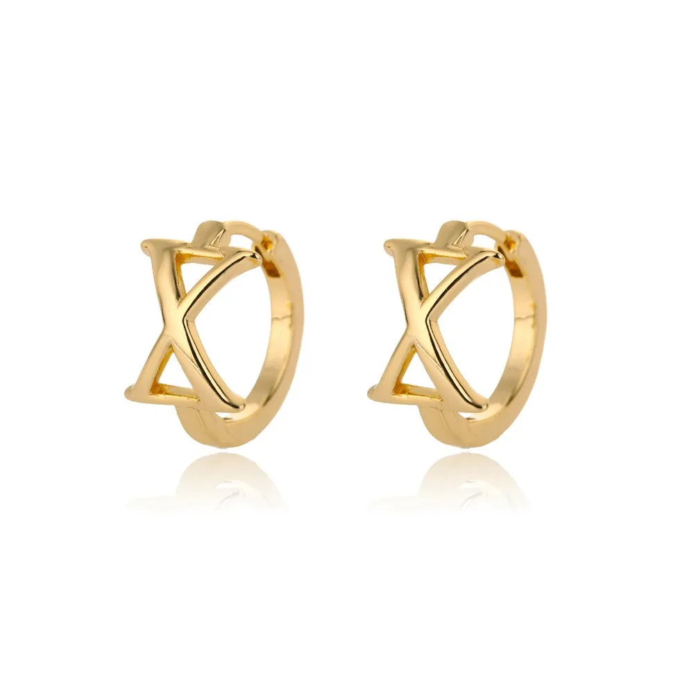 A-Z Small Personalized Letter Gold Hoop Earrings