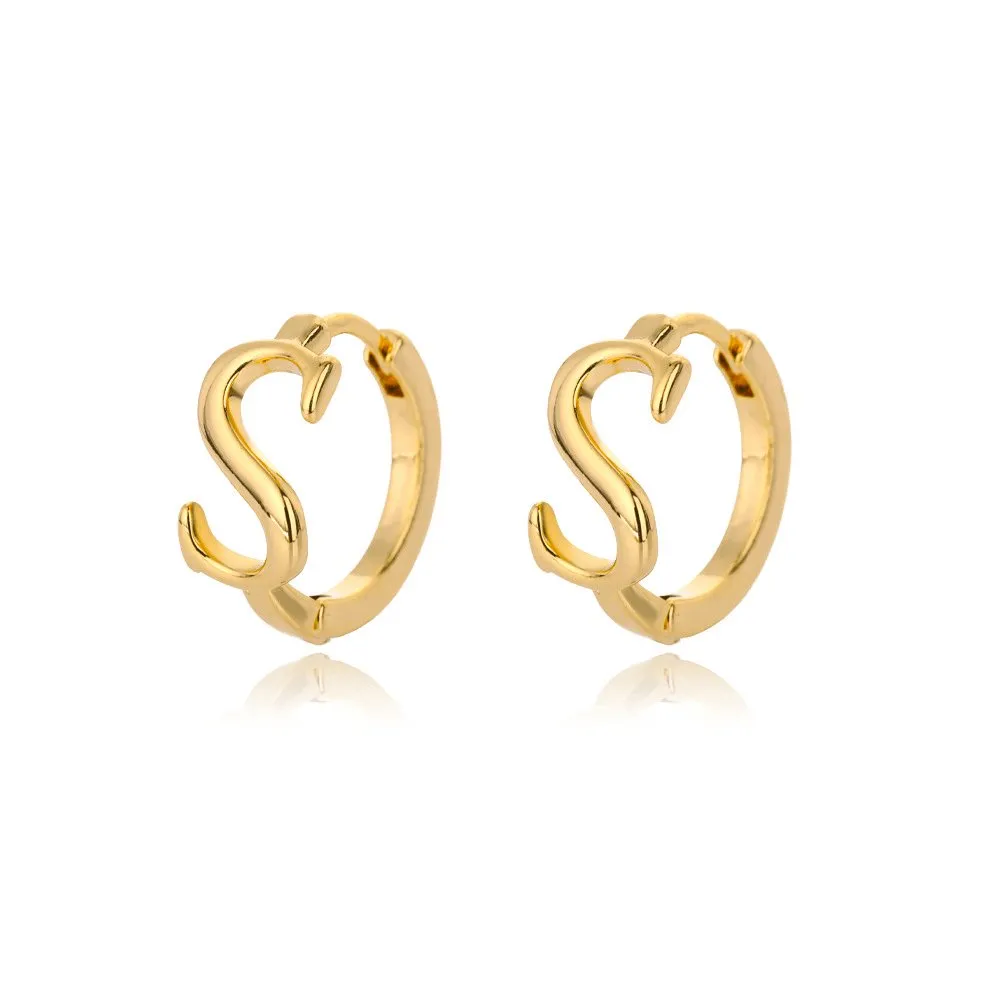 A-Z Small Personalized Letter Gold Hoop Earrings