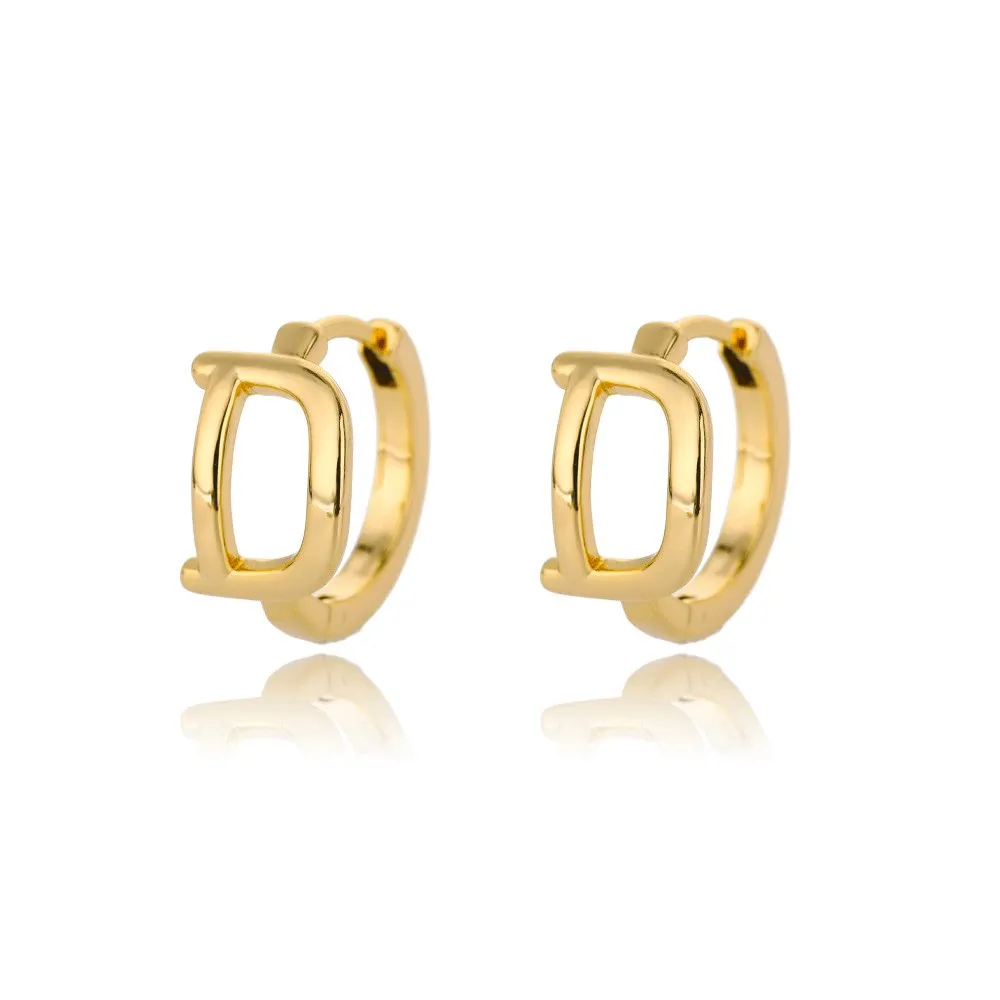 A-Z Small Personalized Letter Gold Hoop Earrings