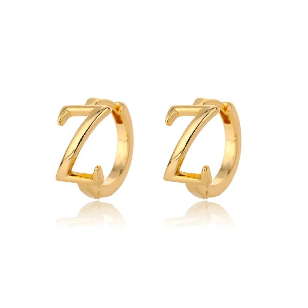 A-Z Small Personalized Letter Gold Hoop Earrings