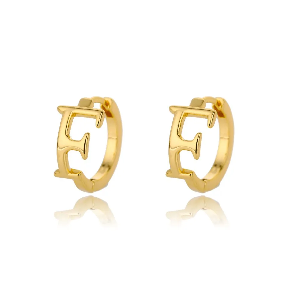 A-Z Small Personalized Letter Gold Hoop Earrings