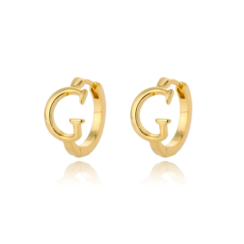 A-Z Small Personalized Letter Gold Hoop Earrings