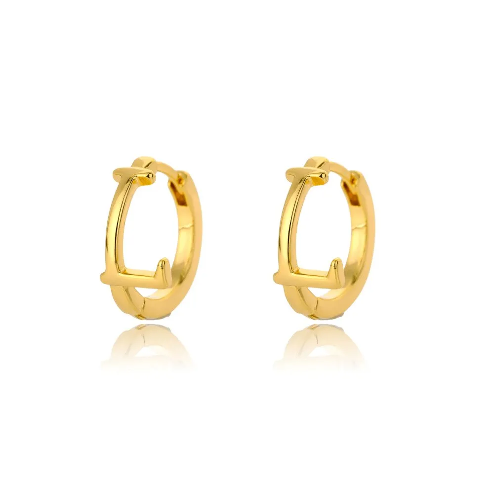 A-Z Small Personalized Letter Gold Hoop Earrings