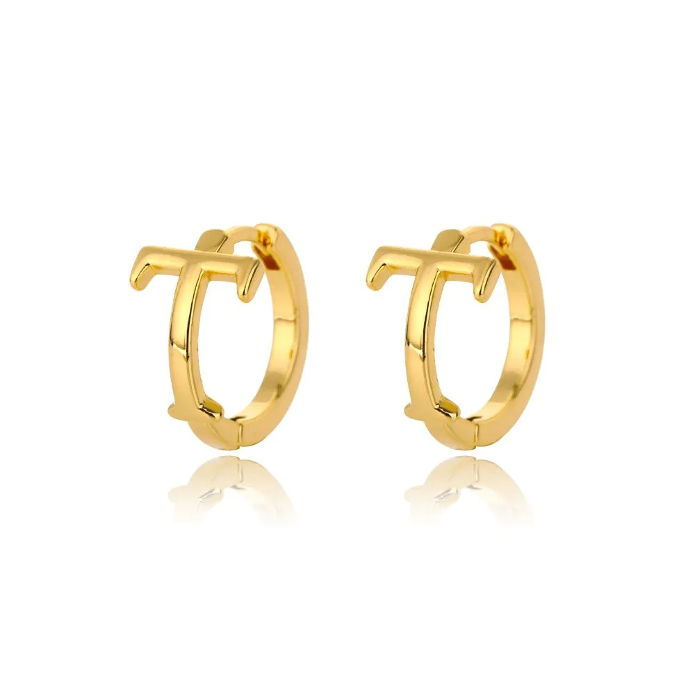 A-Z Small Personalized Letter Gold Hoop Earrings