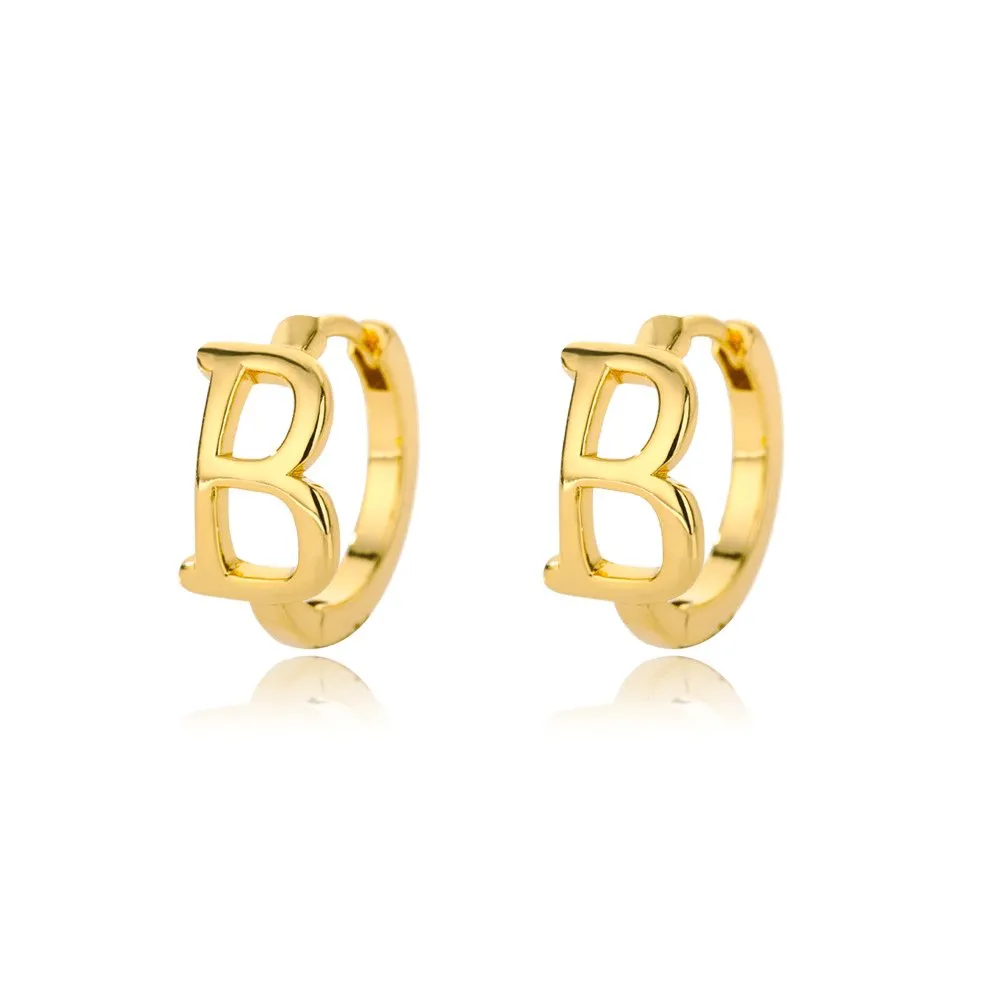 A-Z Small Personalized Letter Gold Hoop Earrings