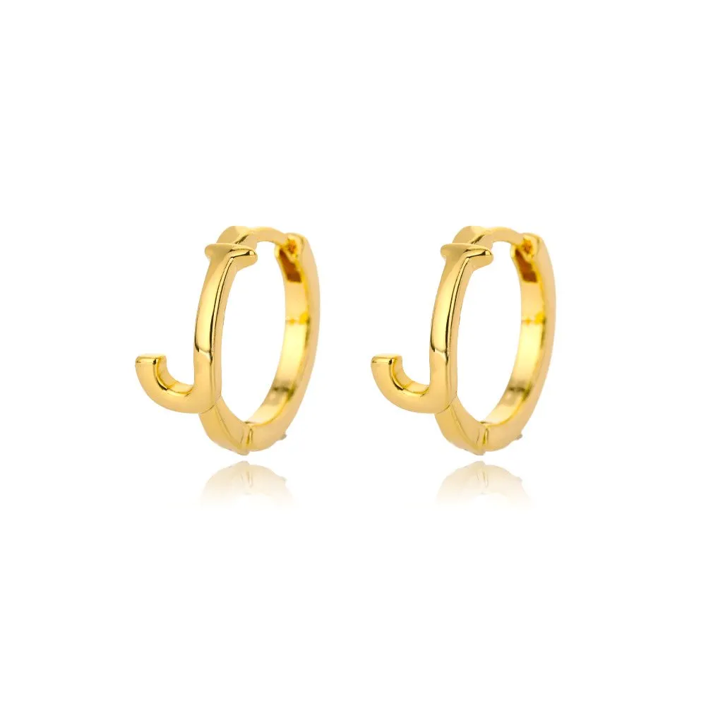 A-Z Small Personalized Letter Gold Hoop Earrings