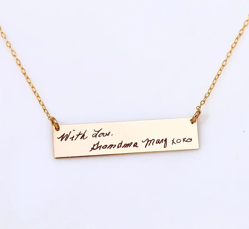 Actual Signature Handwriting Bracelet,  6 mm 2" bar