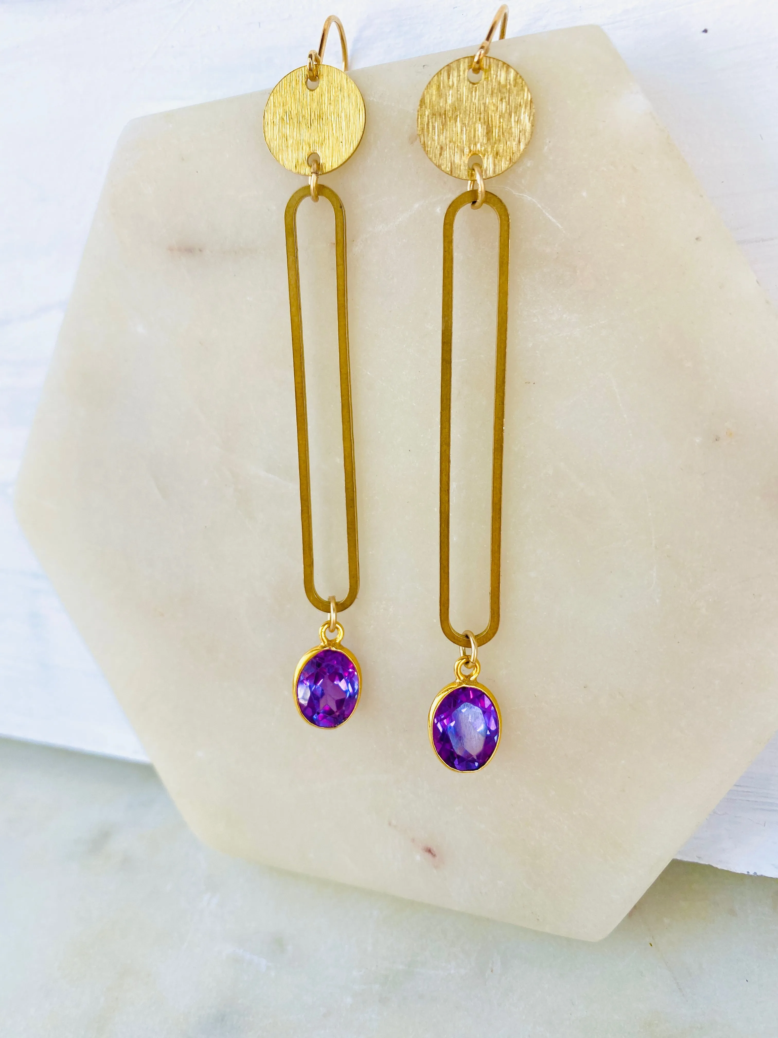 Alexandrite Bar Earrings