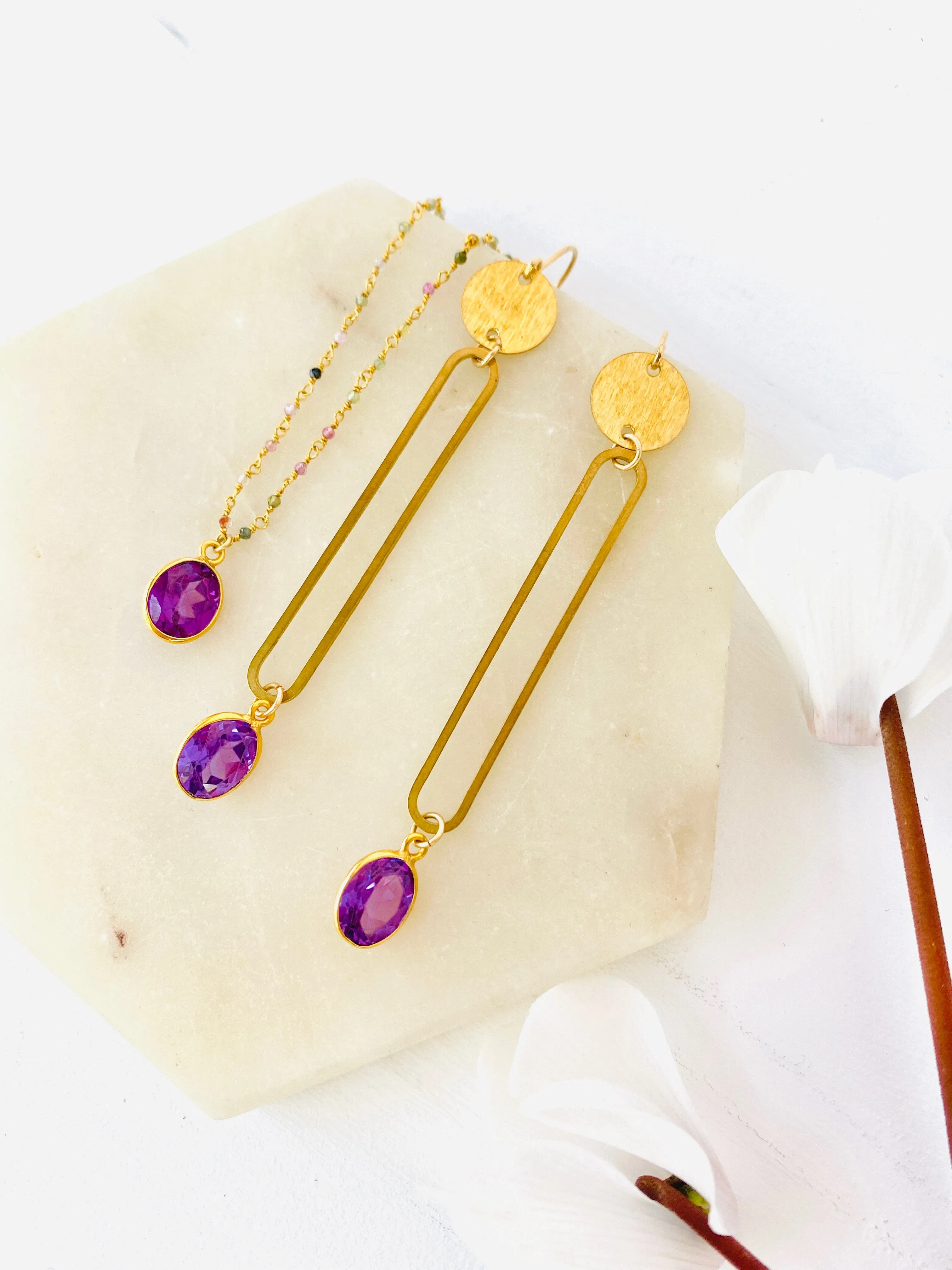 Alexandrite Bar Earrings