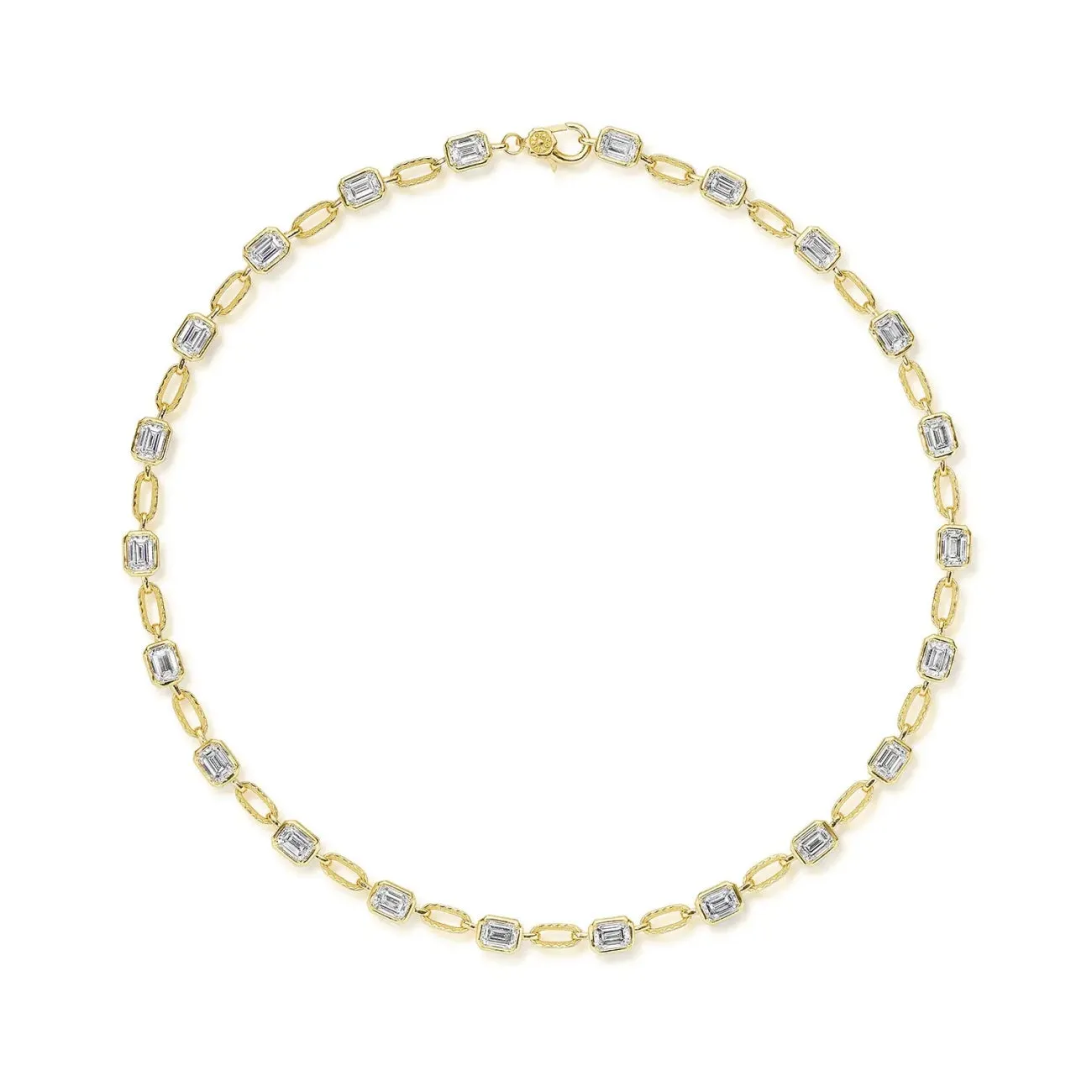 Allure 18K Yellow Gold Emerald Diamond Link Necklace