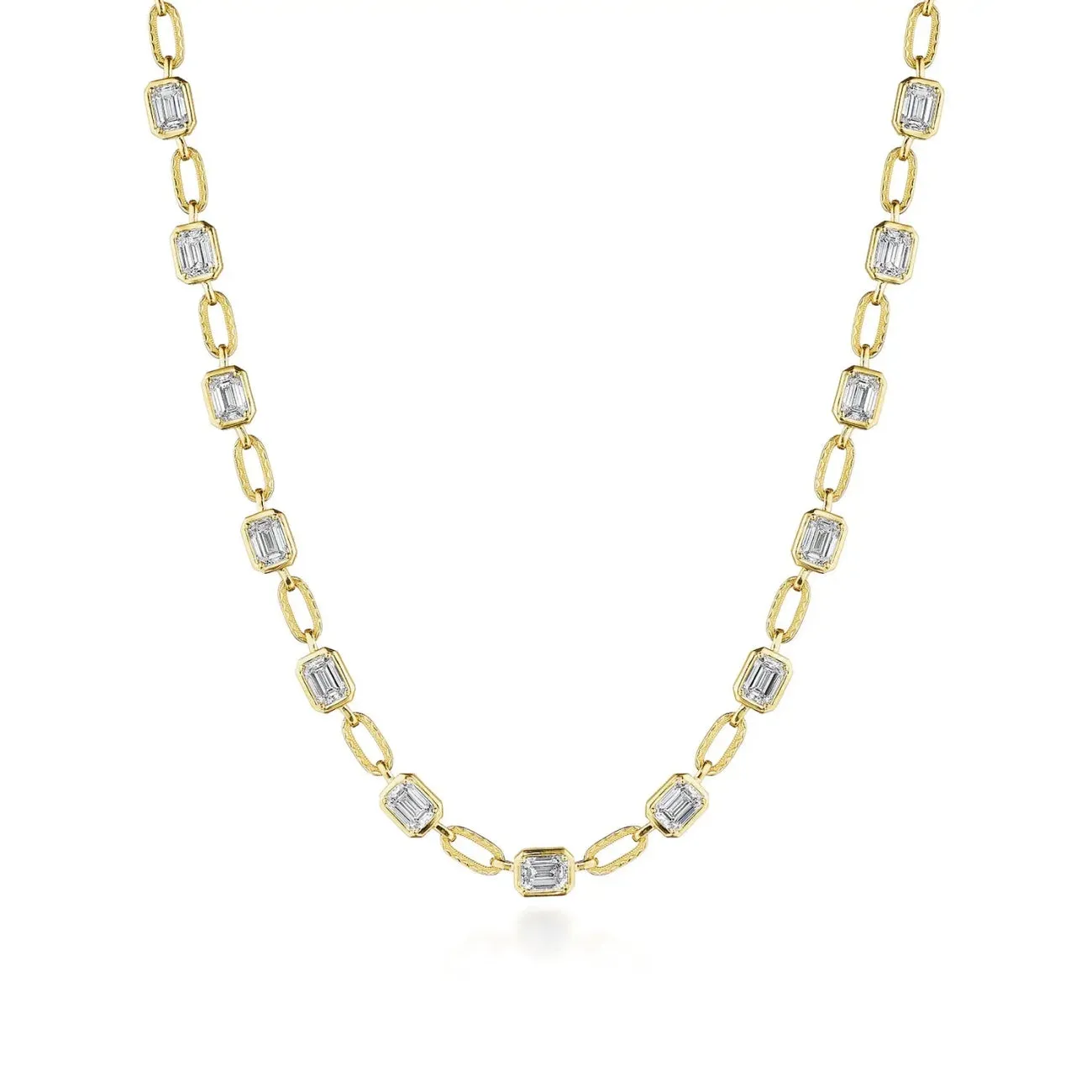 Allure 18K Yellow Gold Emerald Diamond Link Necklace