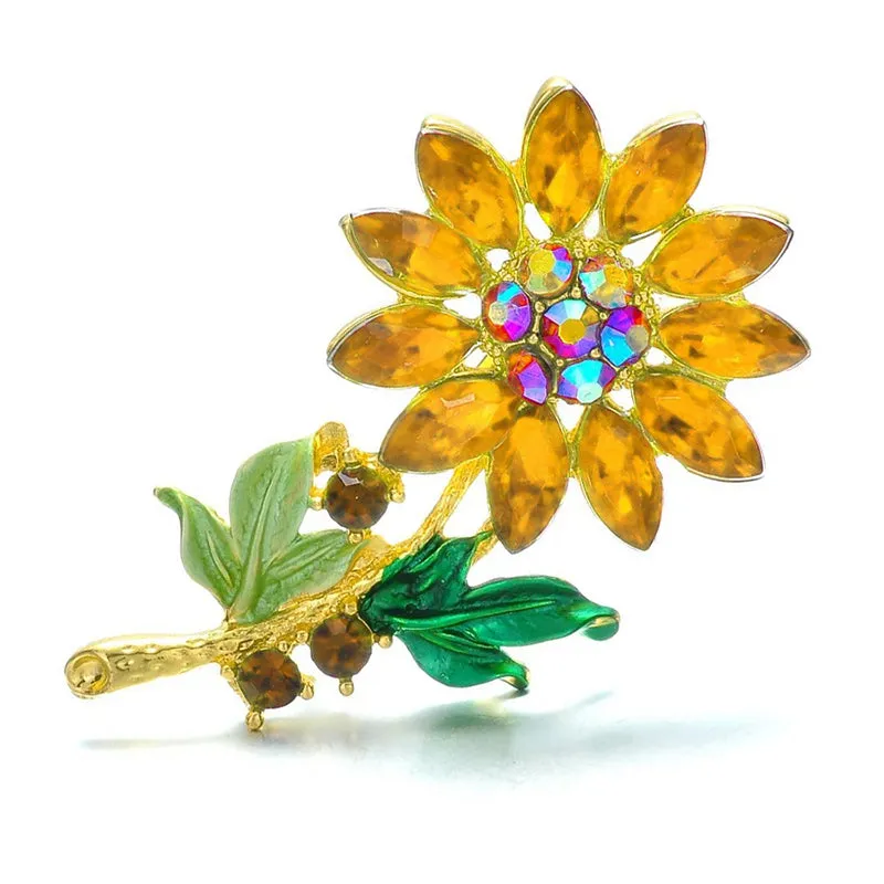 Analiese II Crystal Flower Brooch