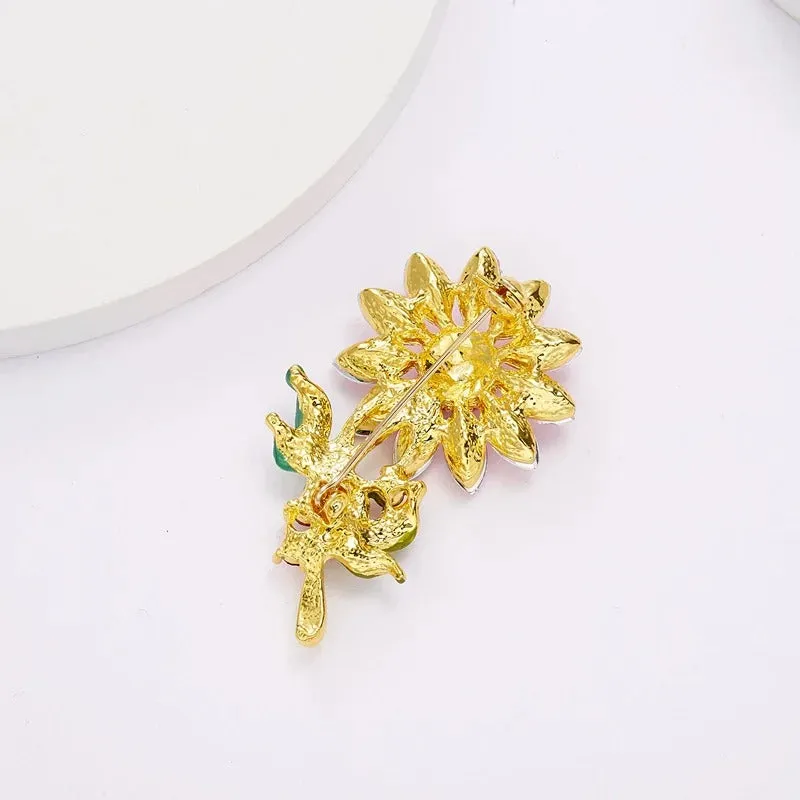 Analiese II Crystal Flower Brooch