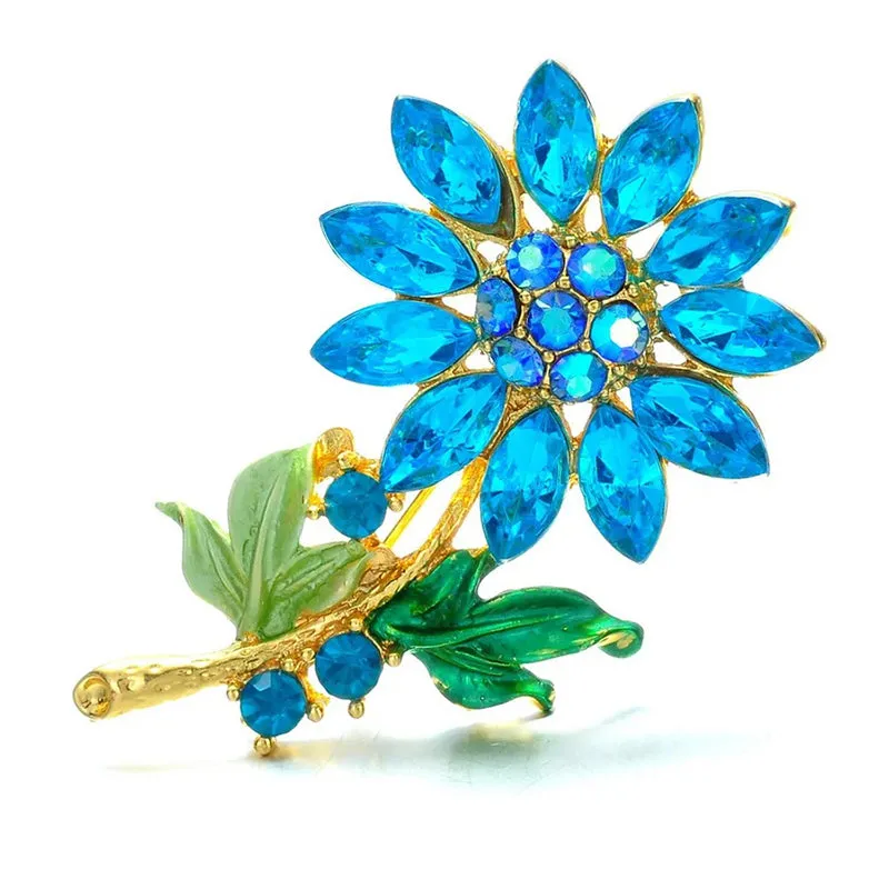 Analiese II Crystal Flower Brooch