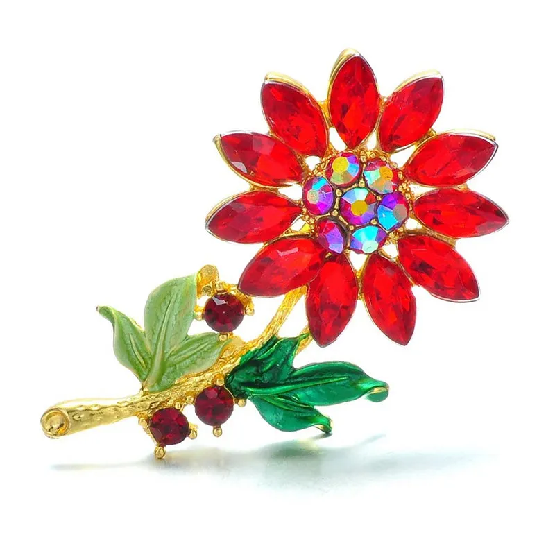 Analiese II Crystal Flower Brooch