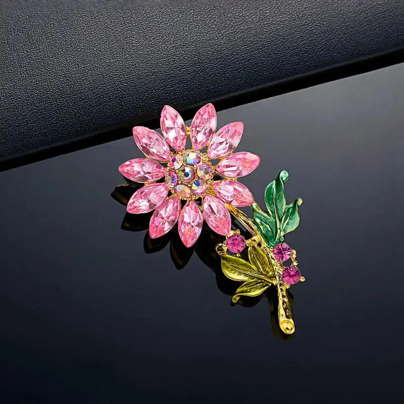 Analiese II Crystal Flower Brooch