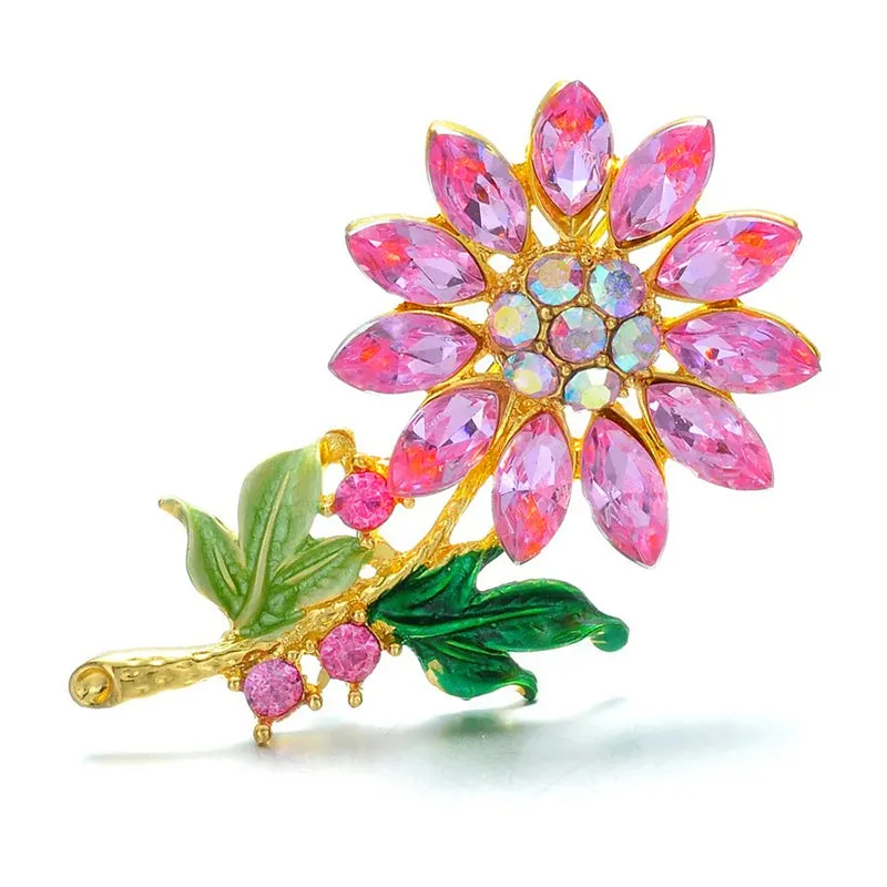 Analiese II Crystal Flower Brooch