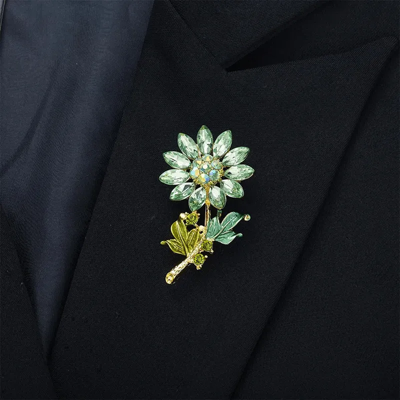 Analiese II Crystal Flower Brooch