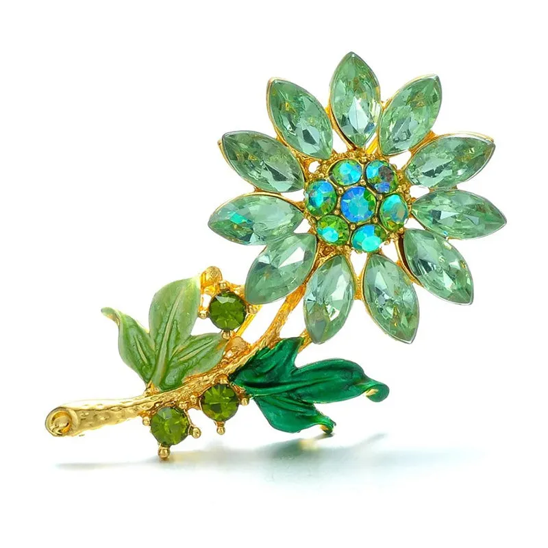 Analiese II Crystal Flower Brooch