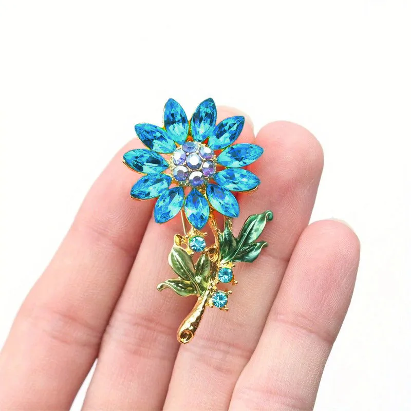 Analiese II Crystal Flower Brooch
