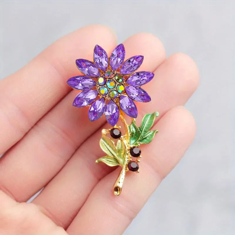 Analiese II Crystal Flower Brooch