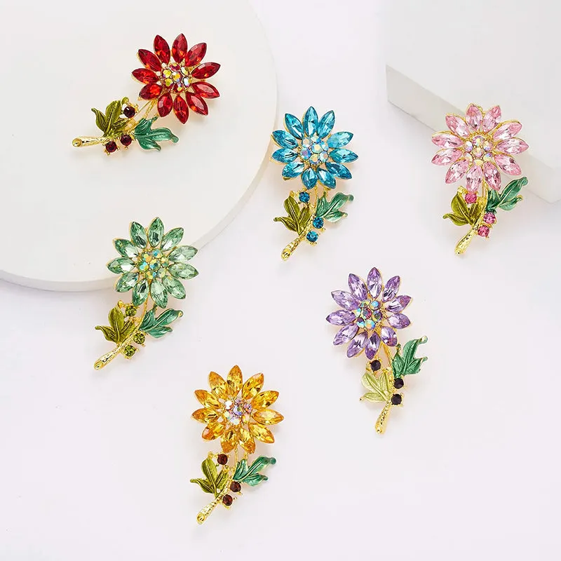 Analiese II Crystal Flower Brooch