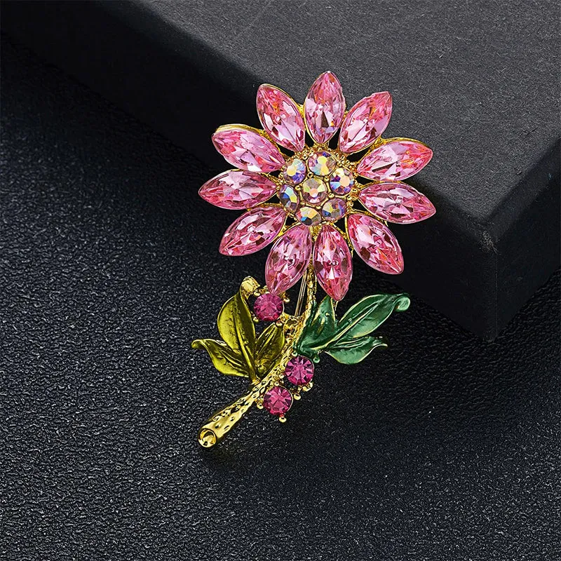 Analiese II Crystal Flower Brooch