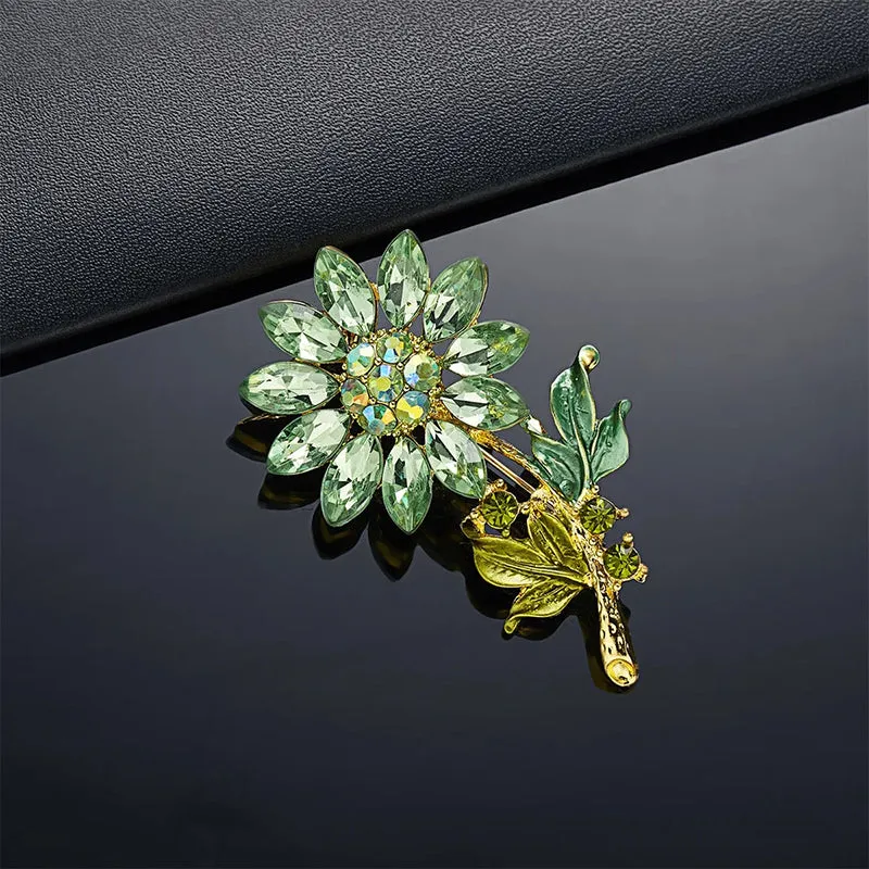 Analiese II Crystal Flower Brooch