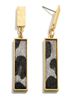 Animal Print Bar Earrings, Grey