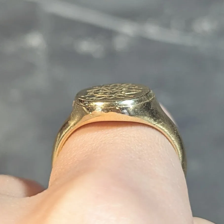 Antique 18 Karat Yellow Gold Monogram Signet Poison Hidden Compartment Ring